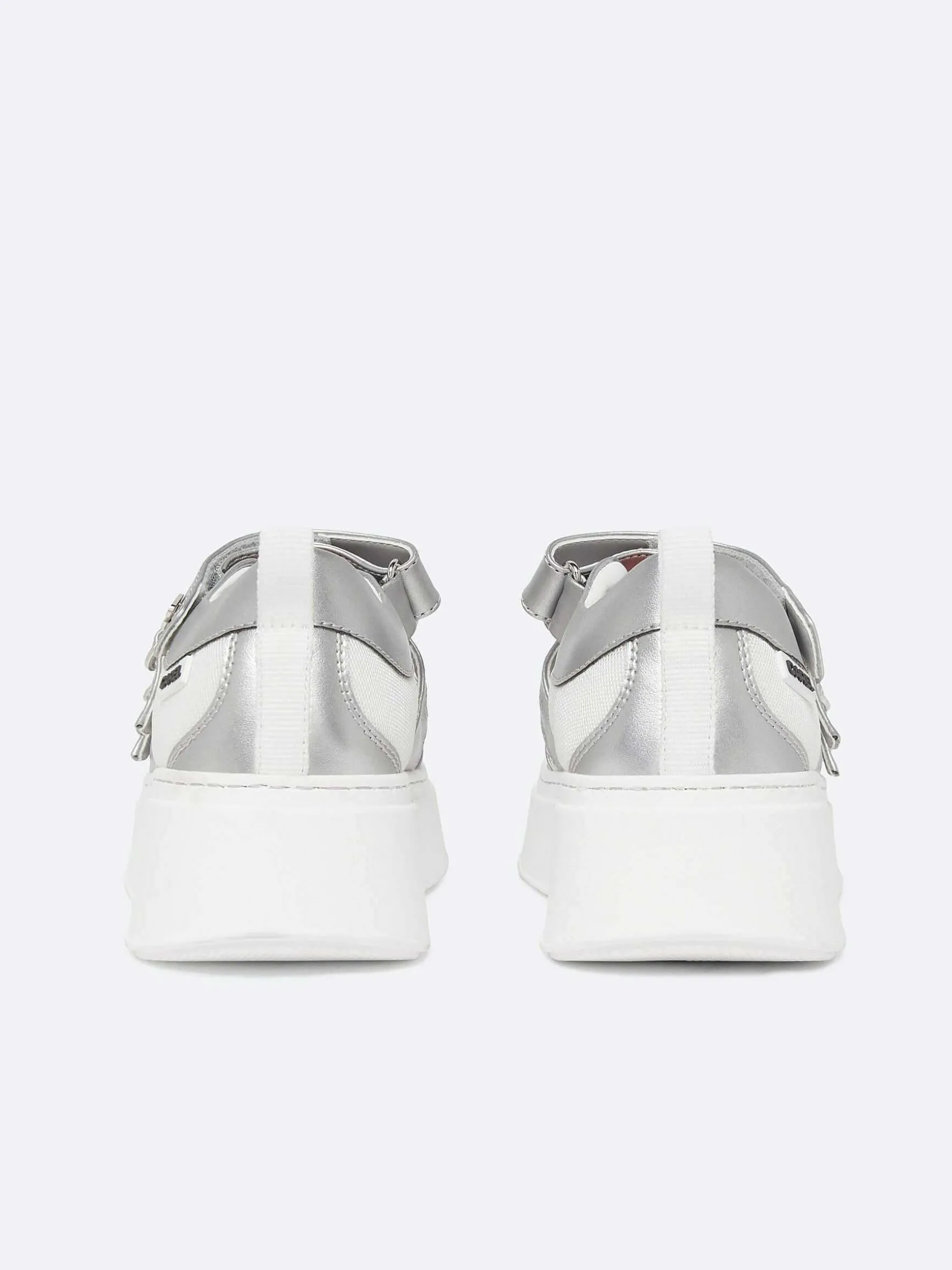 Carel Sneakers>Zilverkleurige Appelleer- En Witte Mesh-Sneakers