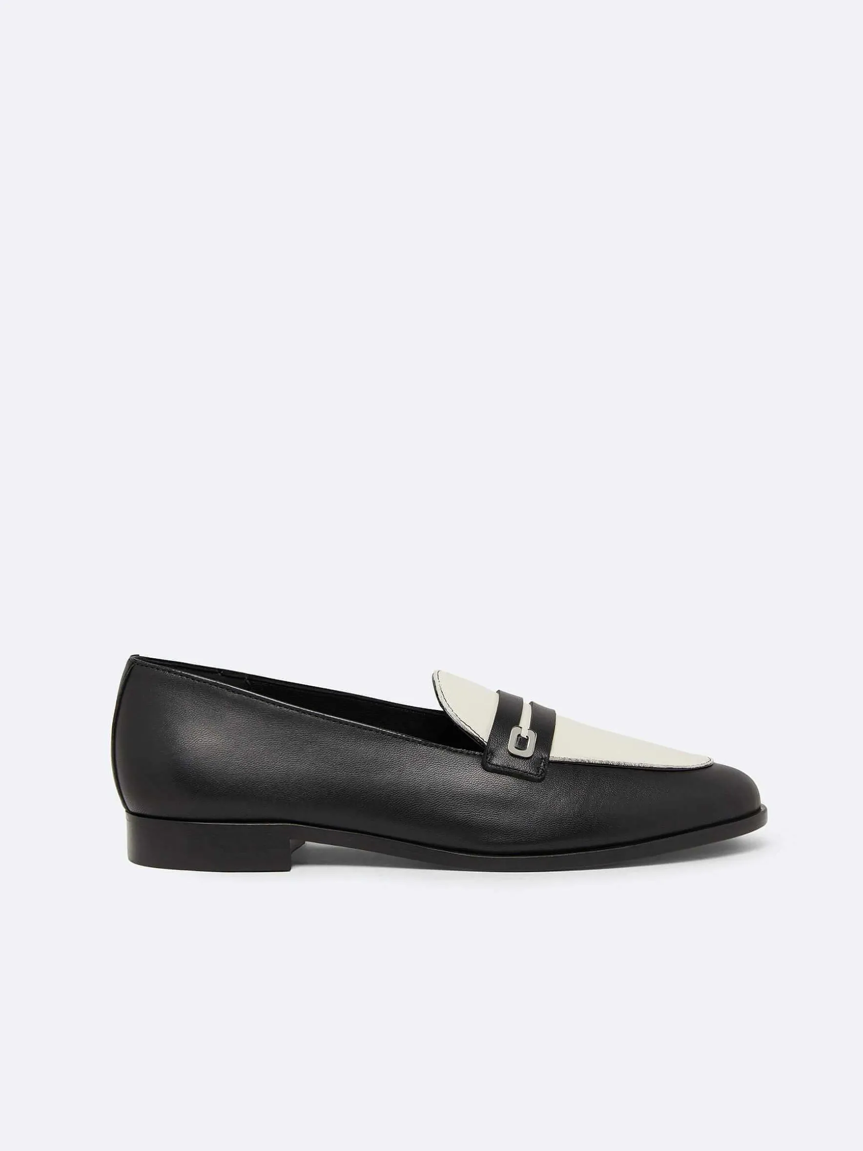 Carel Loafers>Zwart En Ivoor Lederen Loafers