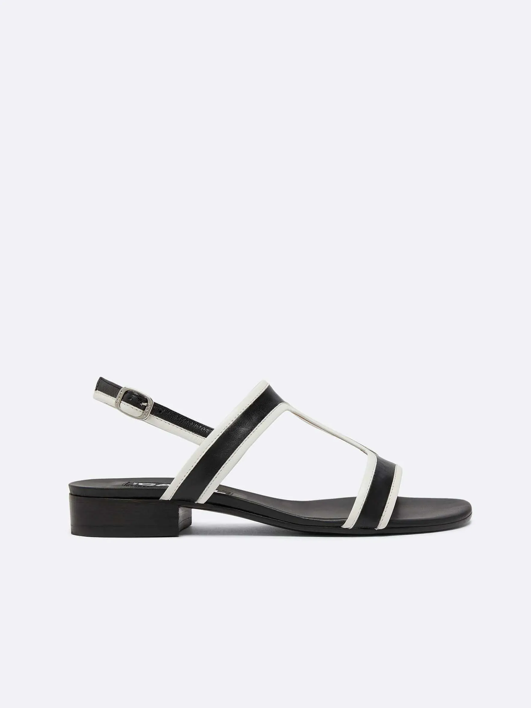 Carel Sandalen En Muilezels>Zwart En Ivoor Lederen Sandalen