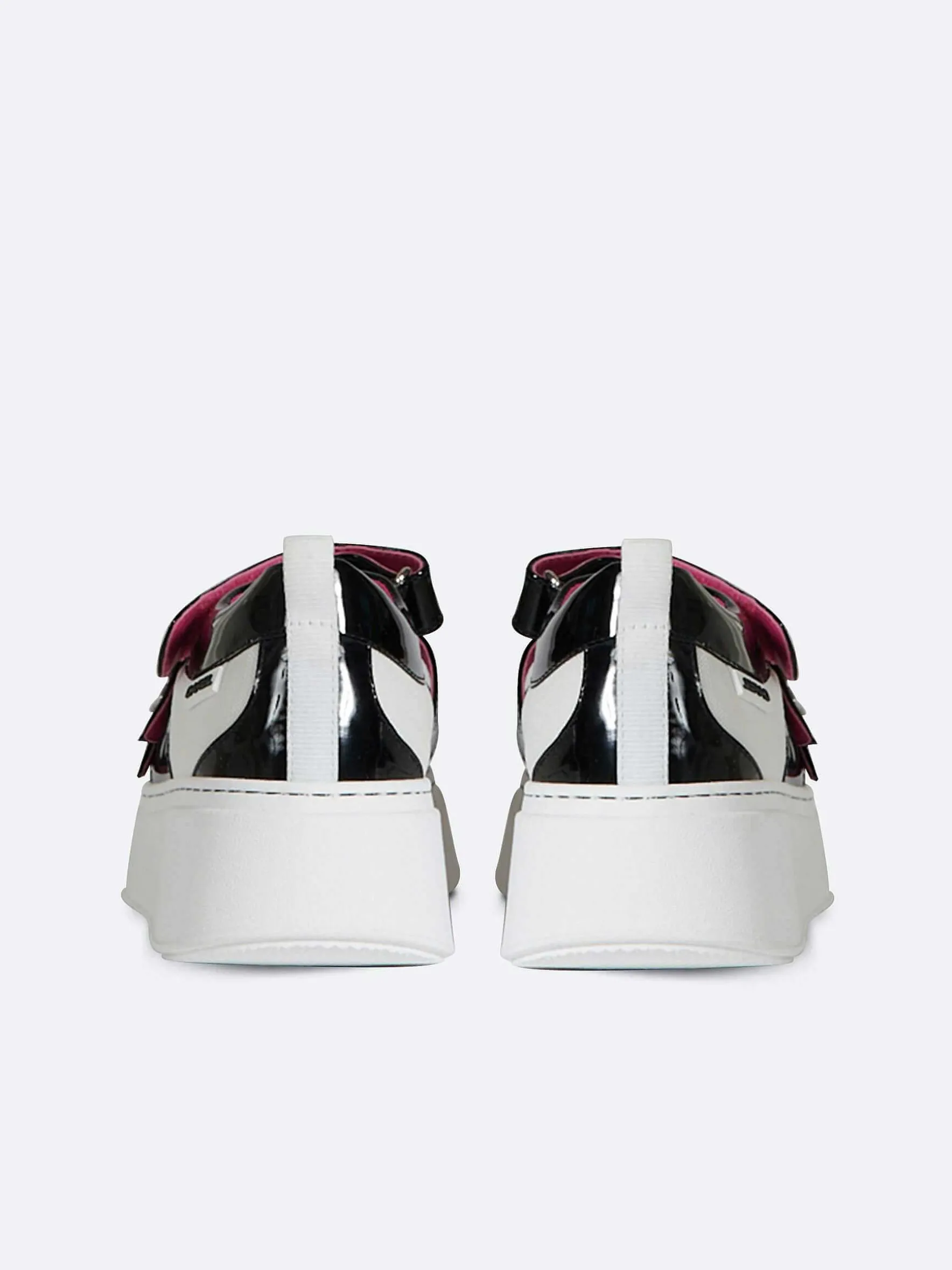 Carel Sneakers>Zwart En Ivoorkleurige Eco Patent-Sneakers
