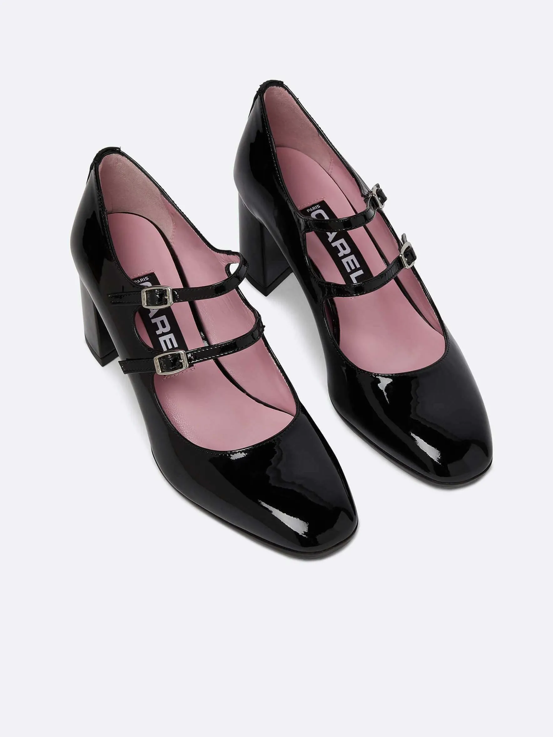 Carel Maria Janes>Zwart Lakleer Mary Janes Pumps