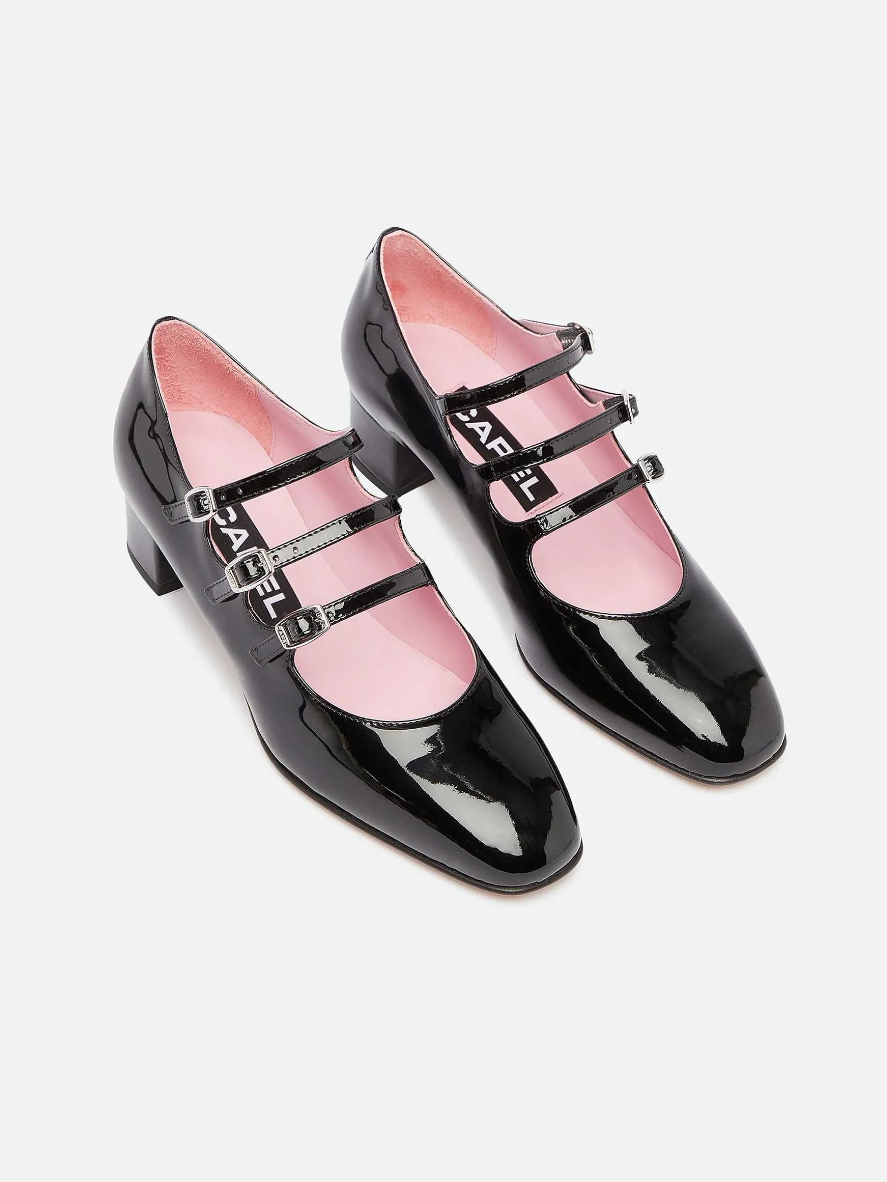 Carel Maria Janes>Zwart Lakleer Mary Janes Pumps