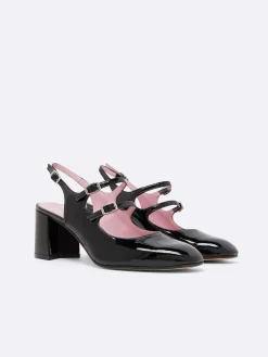 Carel Maria Janes>Zwart Lakleer Slingback Mary Janes