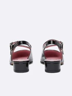 Carel Maria Janes>Zwart Lakleer Slingback Mary Janes