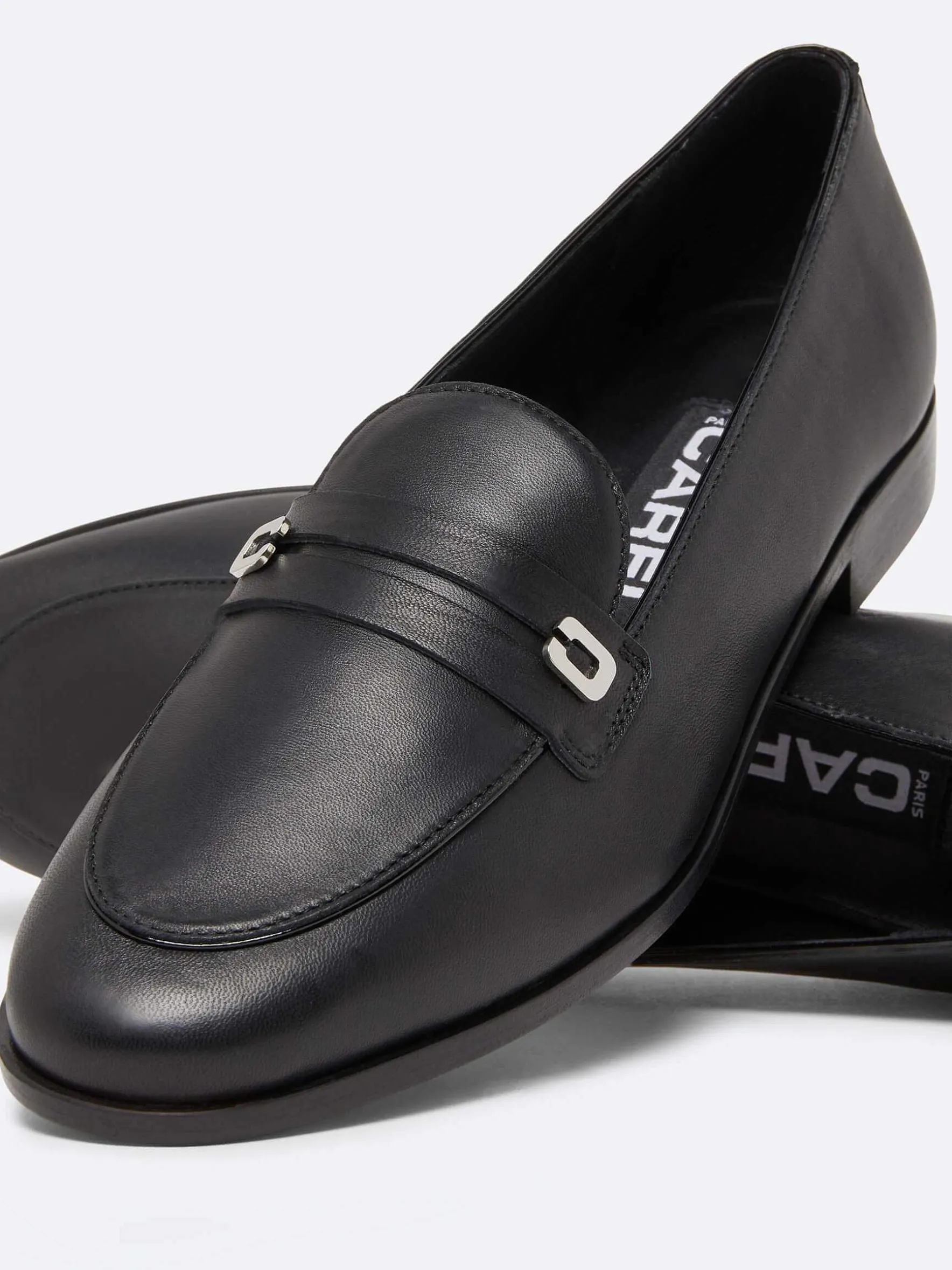 Carel Loafers>Zwart Lederen Loafers