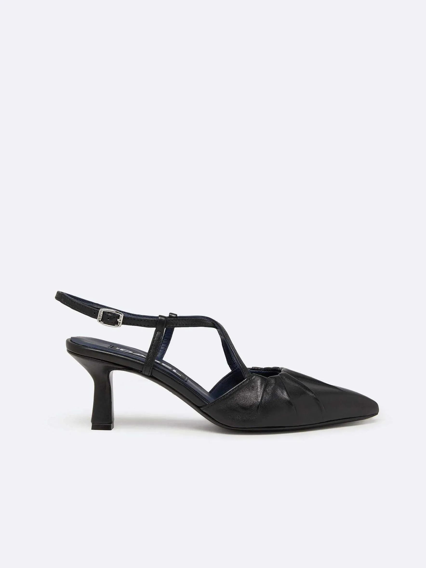 Carel Pompen>Zwart Lederen Slingback Pumps