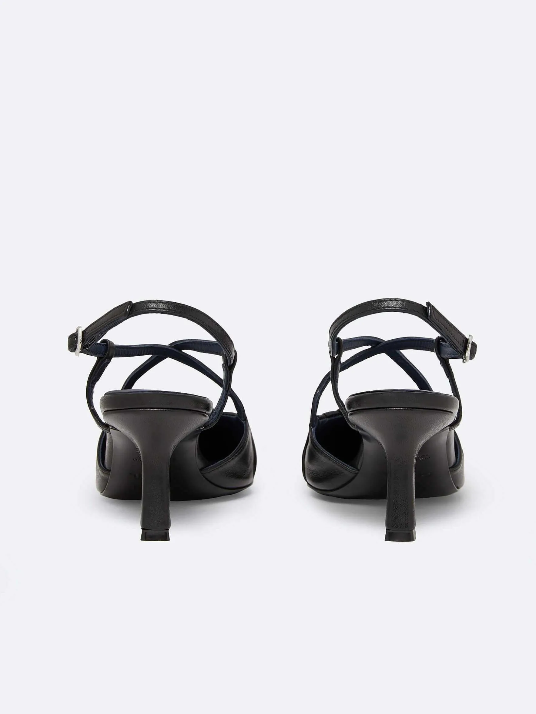 Carel Pompen>Zwart Lederen Slingback Pumps