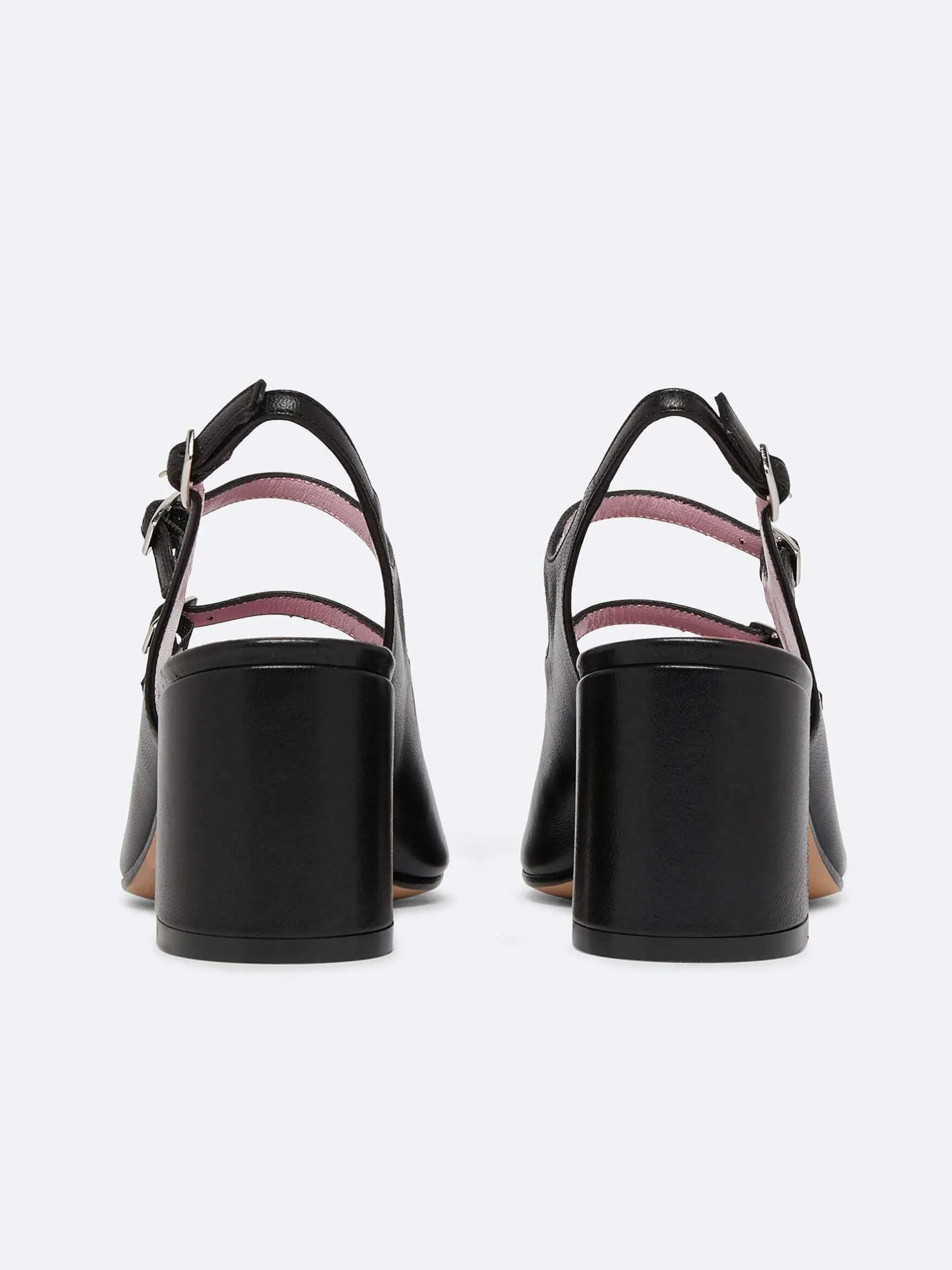 Carel Slingbacks>Zwart Leren Mary Janes Met Slingback