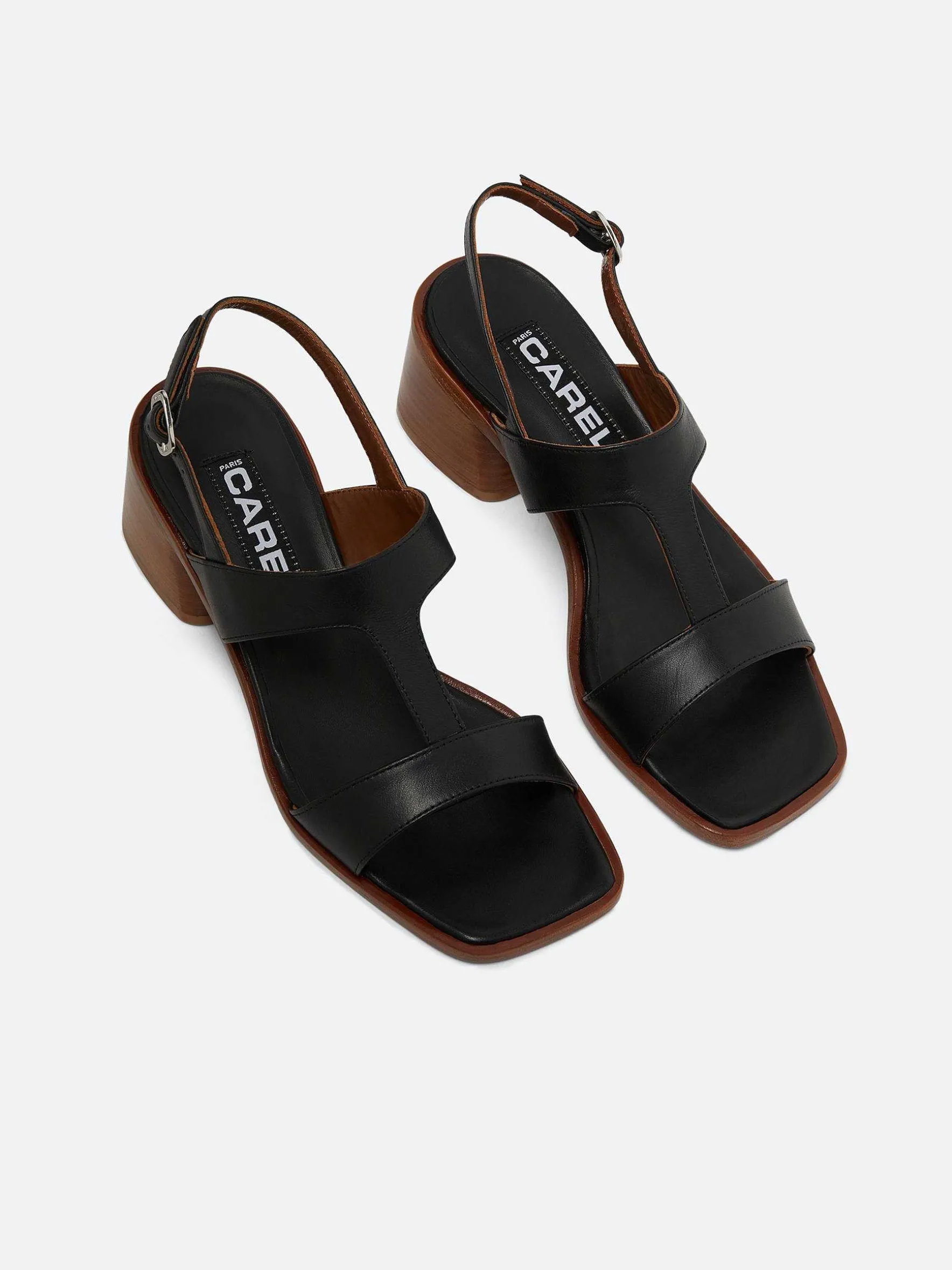 Carel Sandalen En Muilezels>Zwart Leren Sandalen