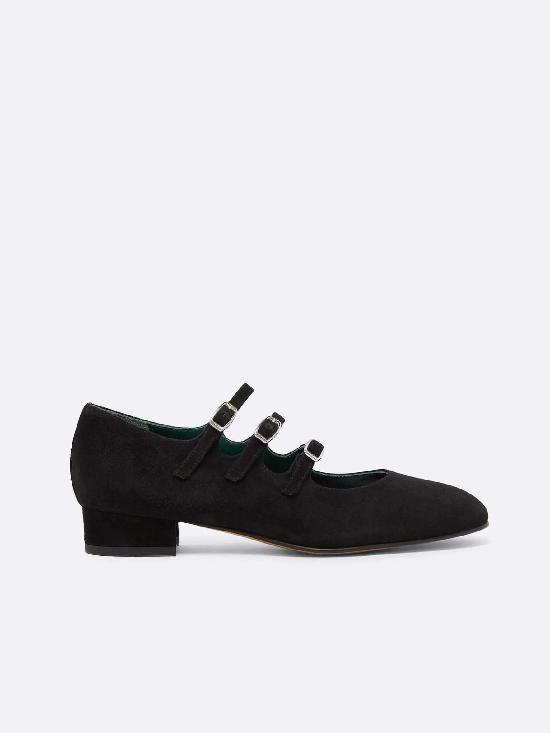 Carel Maria Janes>Zwart Suede Mary Janes Balletflats