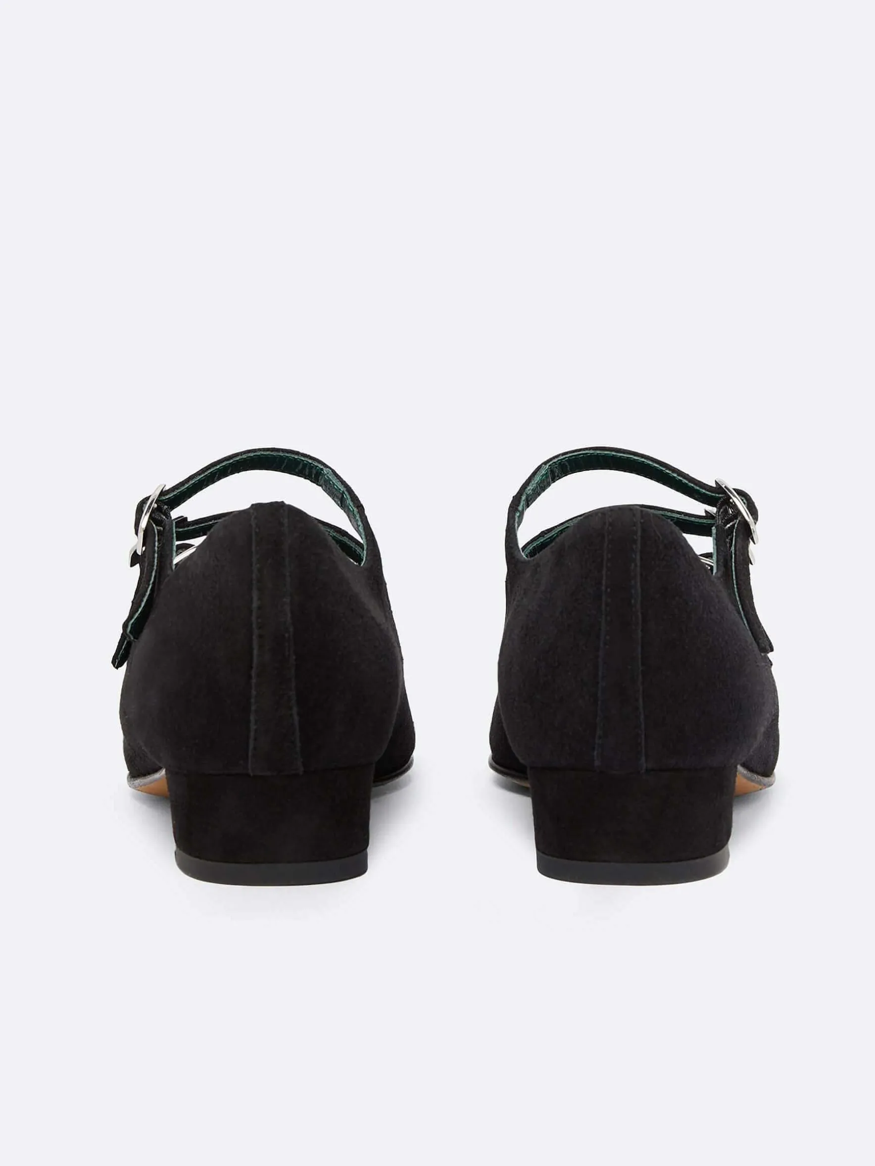 Carel Maria Janes>Zwart Suede Mary Janes Balletflats