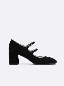 Carel Maria Janes>Zwart Suede Mary Janes Pumps