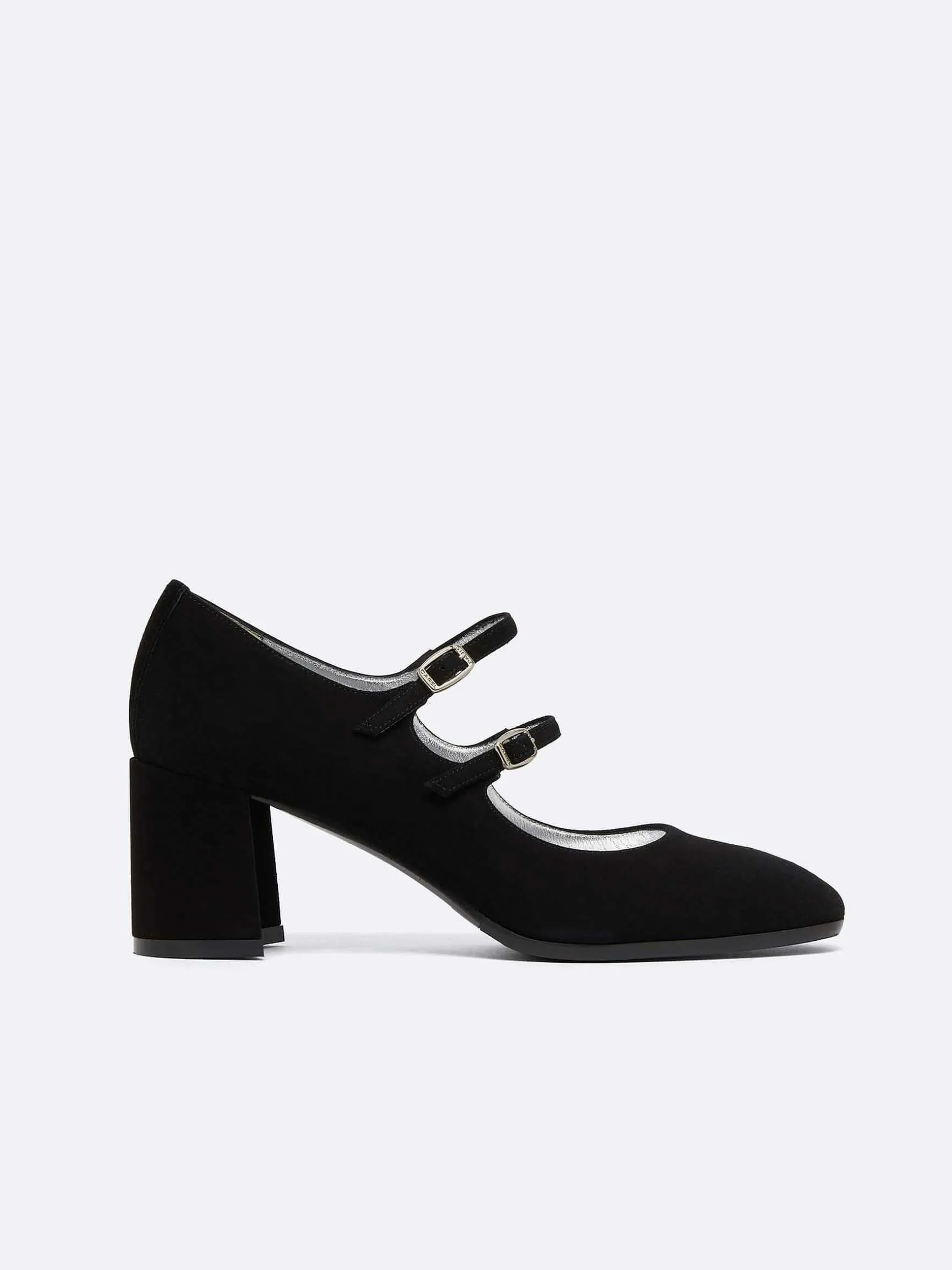 Carel Maria Janes>Zwart Suede Mary Janes Pumps