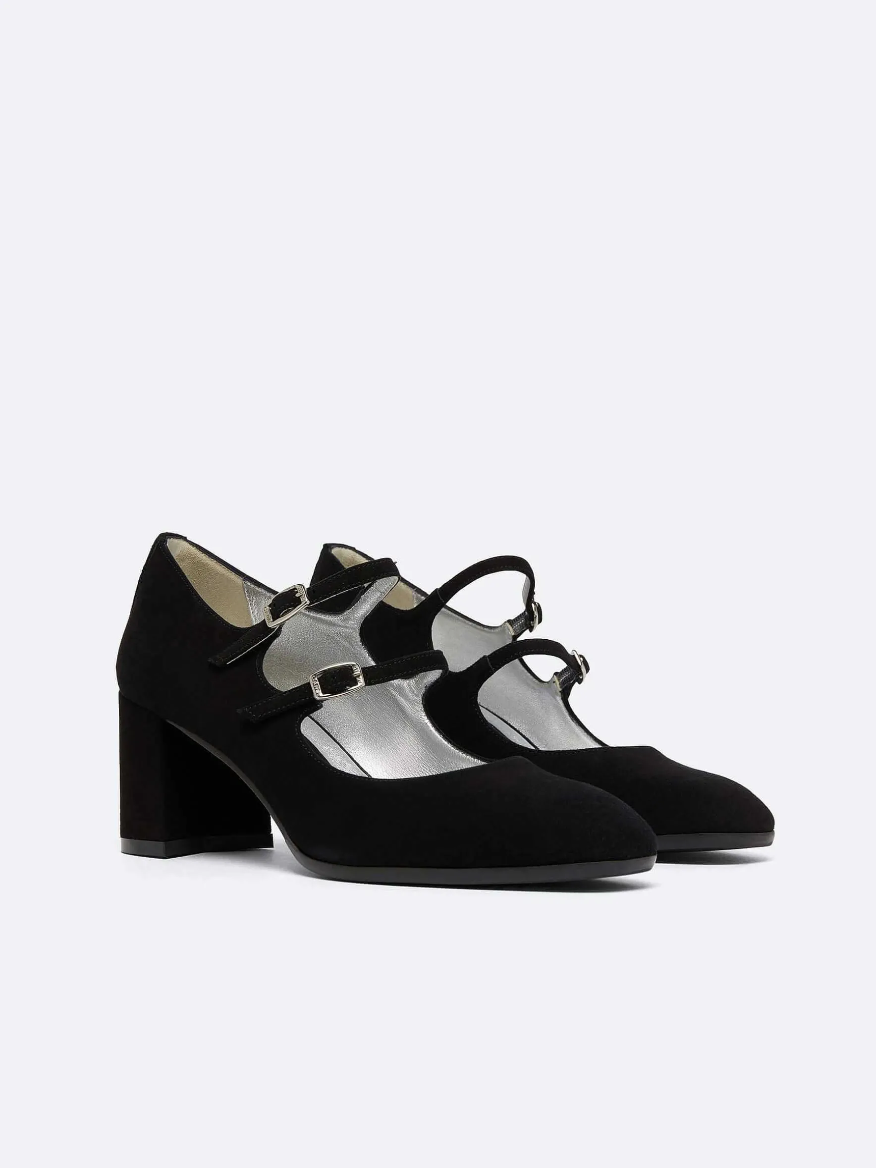 Carel Maria Janes>Zwart Suede Mary Janes Pumps