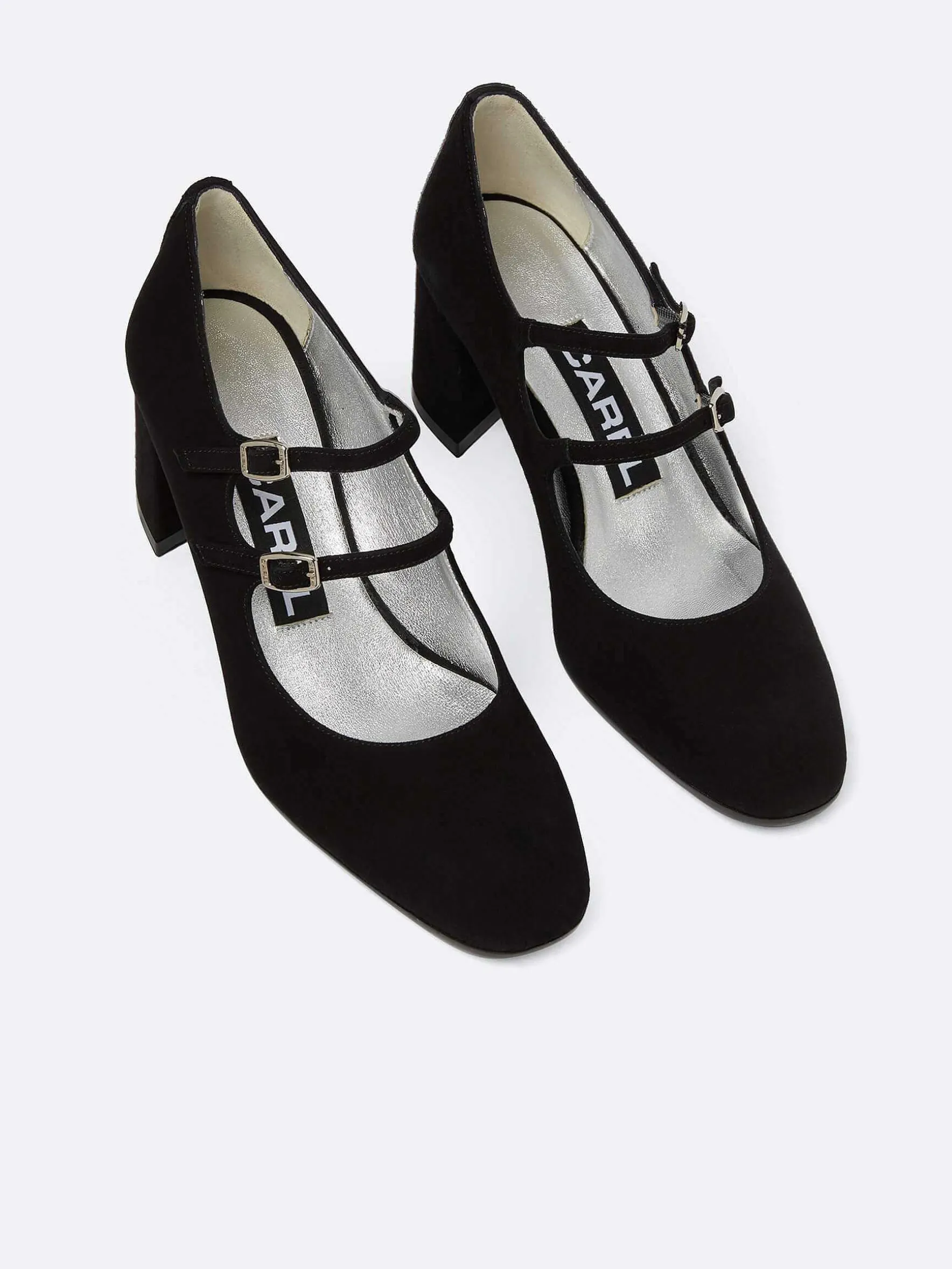 Carel Maria Janes>Zwart Suede Mary Janes Pumps
