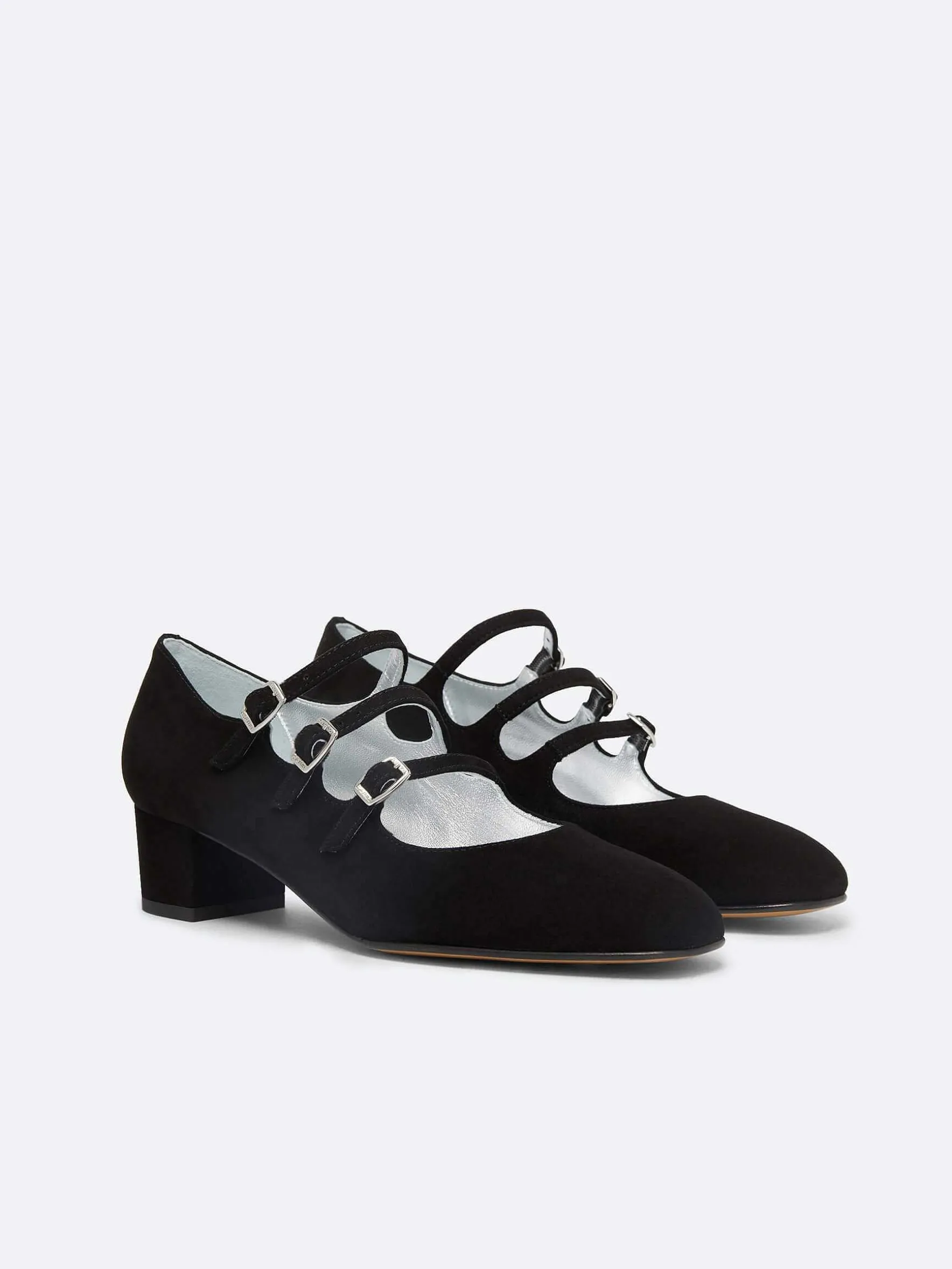 Carel Maria Janes>Zwart Suede Mary Janes Pumps