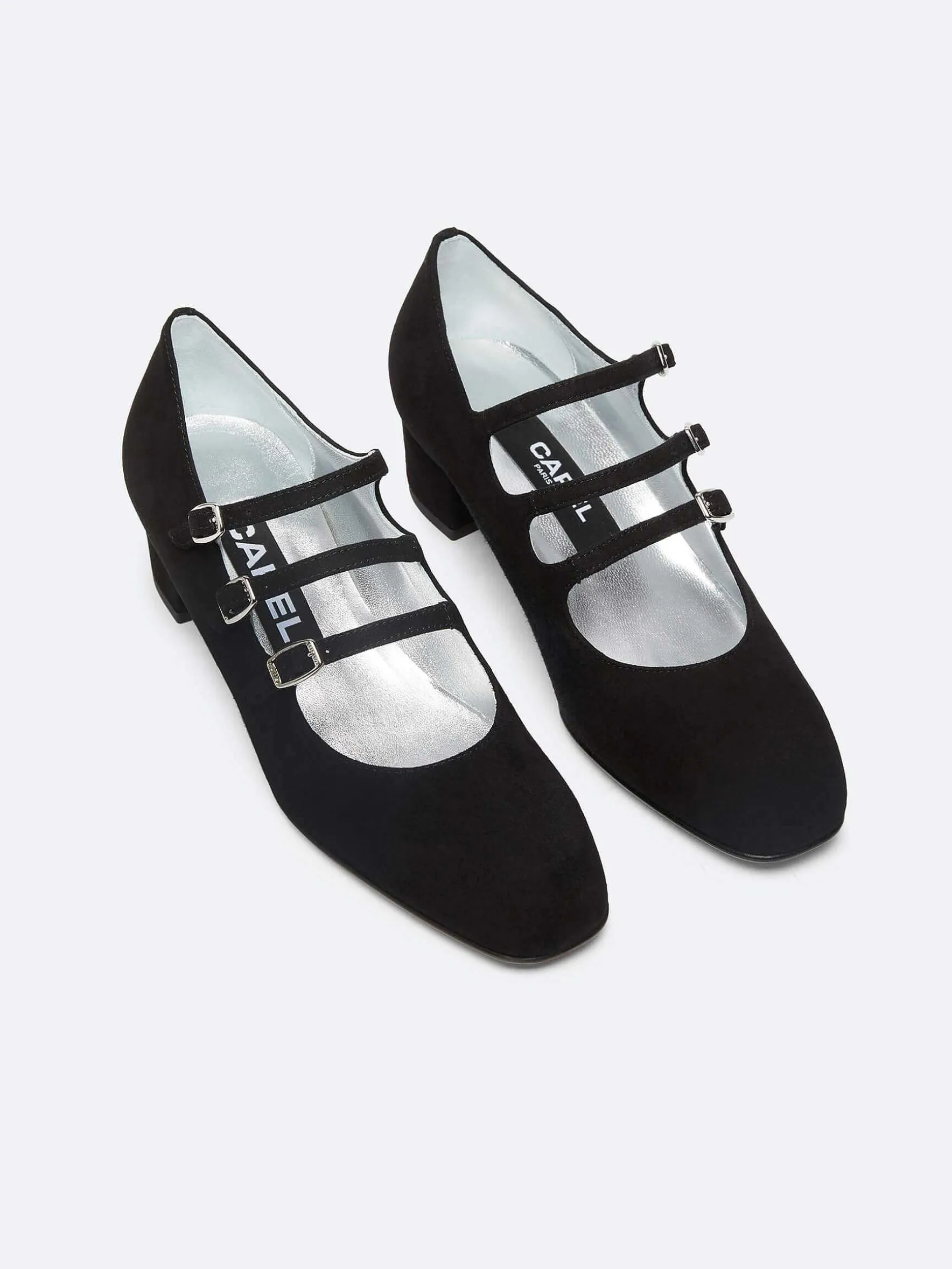 Carel Maria Janes>Zwart Suede Mary Janes Pumps