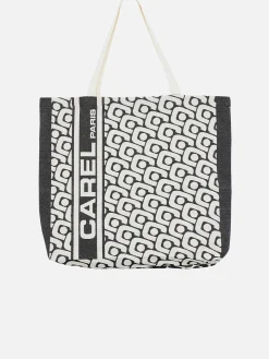 Carel Accessoires>Zwarte Draagtas Met Monogram En Jacquardweefsel