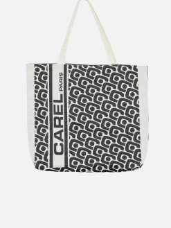 Carel Accessoires>Zwarte Draagtas Met Monogram En Jacquardweefsel