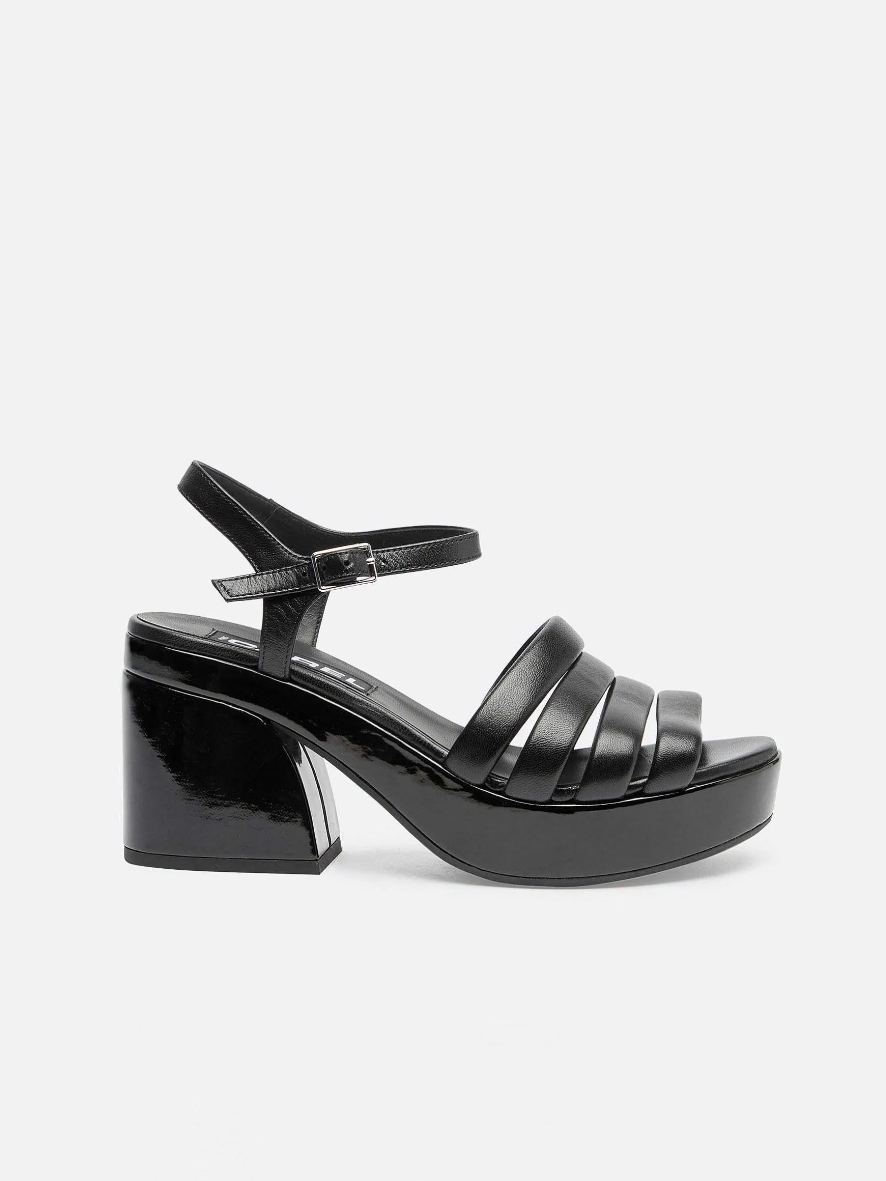 Carel Sandalen En Muilezels>Zwarte Lak- En Leren Sandalen