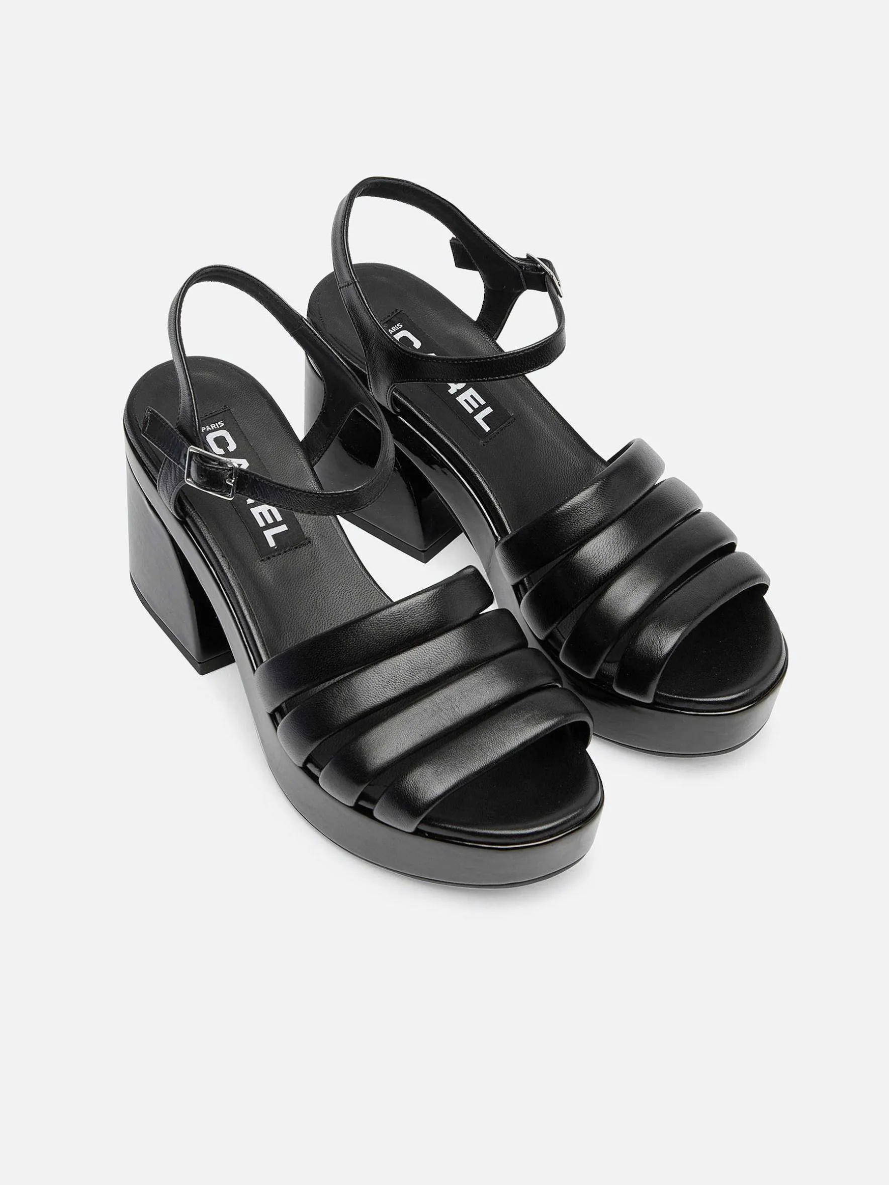 Carel Sandalen En Muilezels>Zwarte Lak- En Leren Sandalen