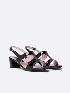 Carel Sandalen En Muilezels>Zwarte Lakleren Sandalen