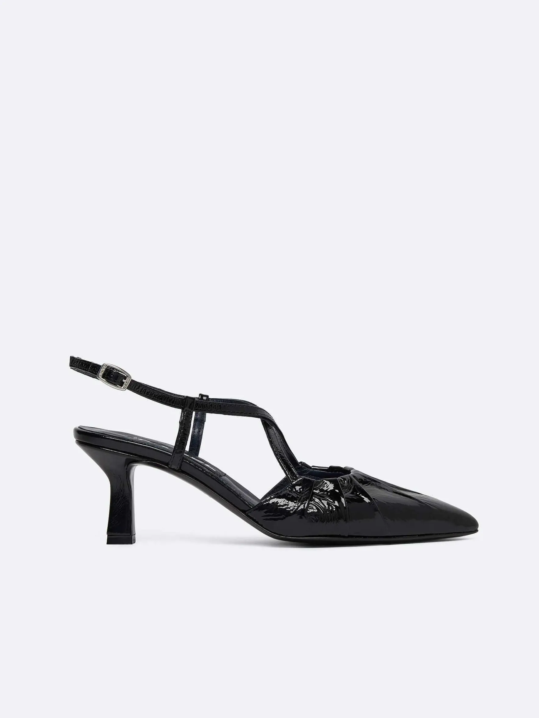 Carel Pompen>Zwarte Naplack Lederen Slingback Pumps