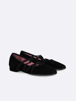 Carel Ballerina'S>Zwarte Suede Ballerina'S