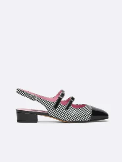 Carel Slingbacks>Zwart-Wit Upcycled Leer En Lakleren Mary Janes Met Slingback